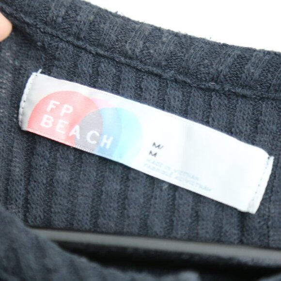 Free People Beach Blue Blossom Henley Button down Ribbed FP Dress Size Medium - Picture 3 of 7